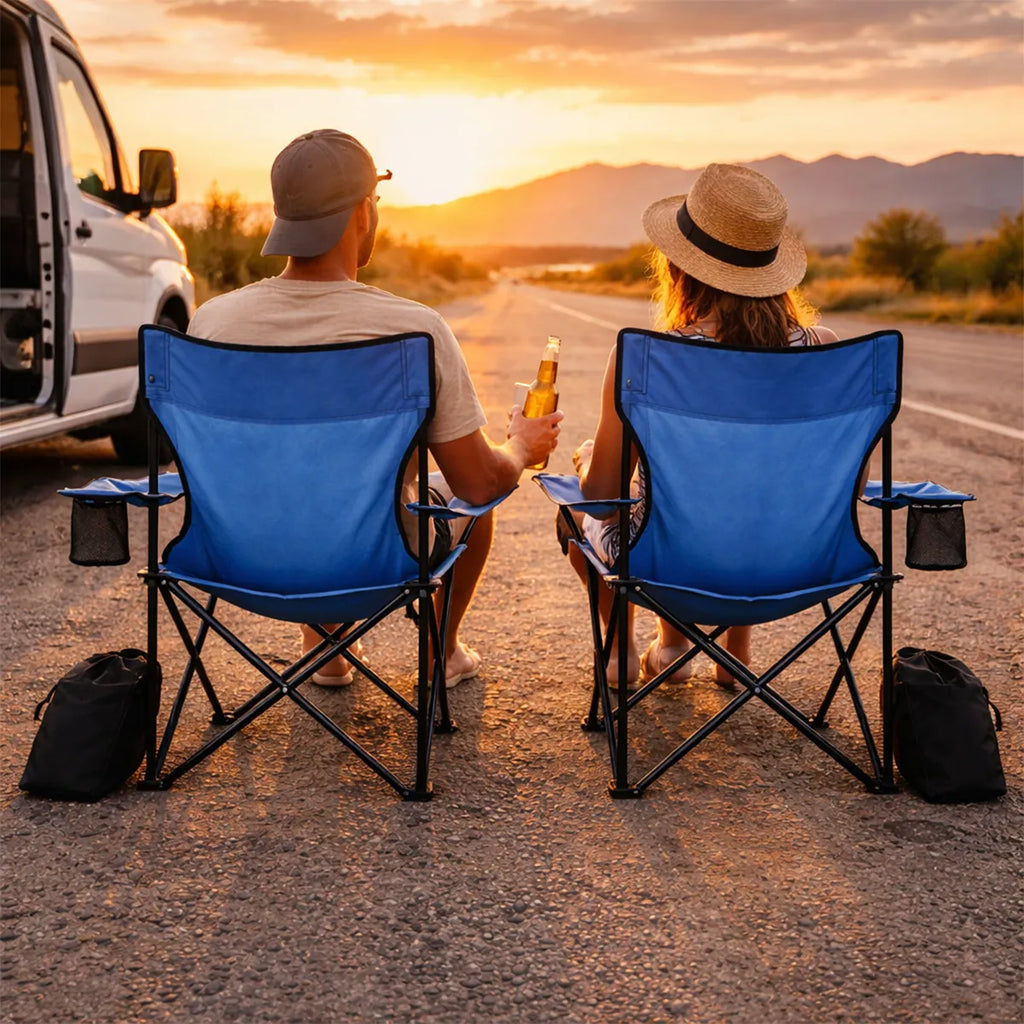 2 Sillas Plegable de Camping Portátil con Funda de Transporte