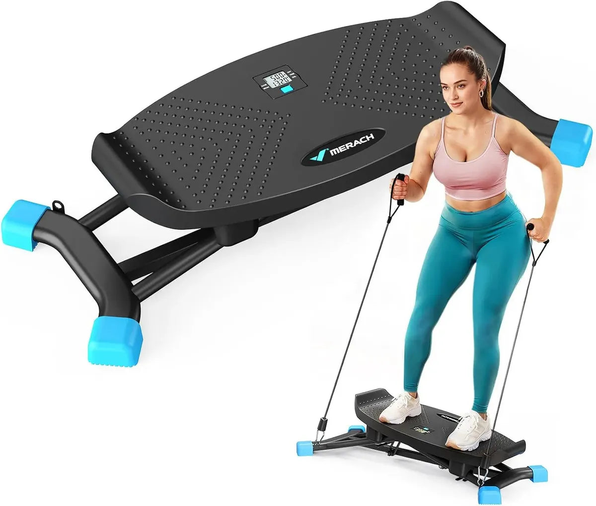 Tabla de Balance e Inclinación Multiparalela para Ejercicio – Plataforma Antiderrapante con Ligas de Resistencia para Cardio y Estiramiento