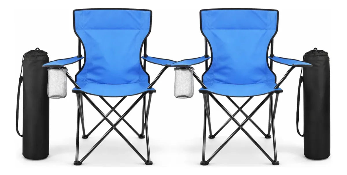 2 Sillas Plegable de Camping Portátil con Funda de Transporte