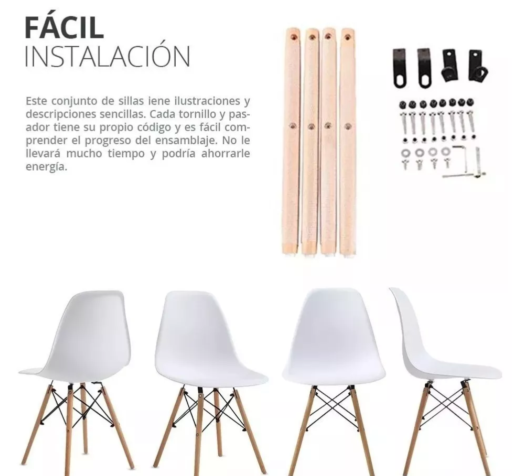 Juego de 4 sillas Eames minimalistas variedad de colores