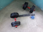 Kit mancuernas, pesas y barra recta  ajustables 15kg