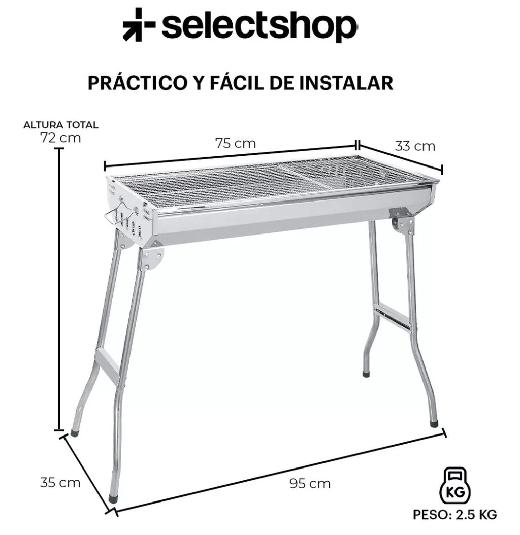 Asador de carbón portátil plegable