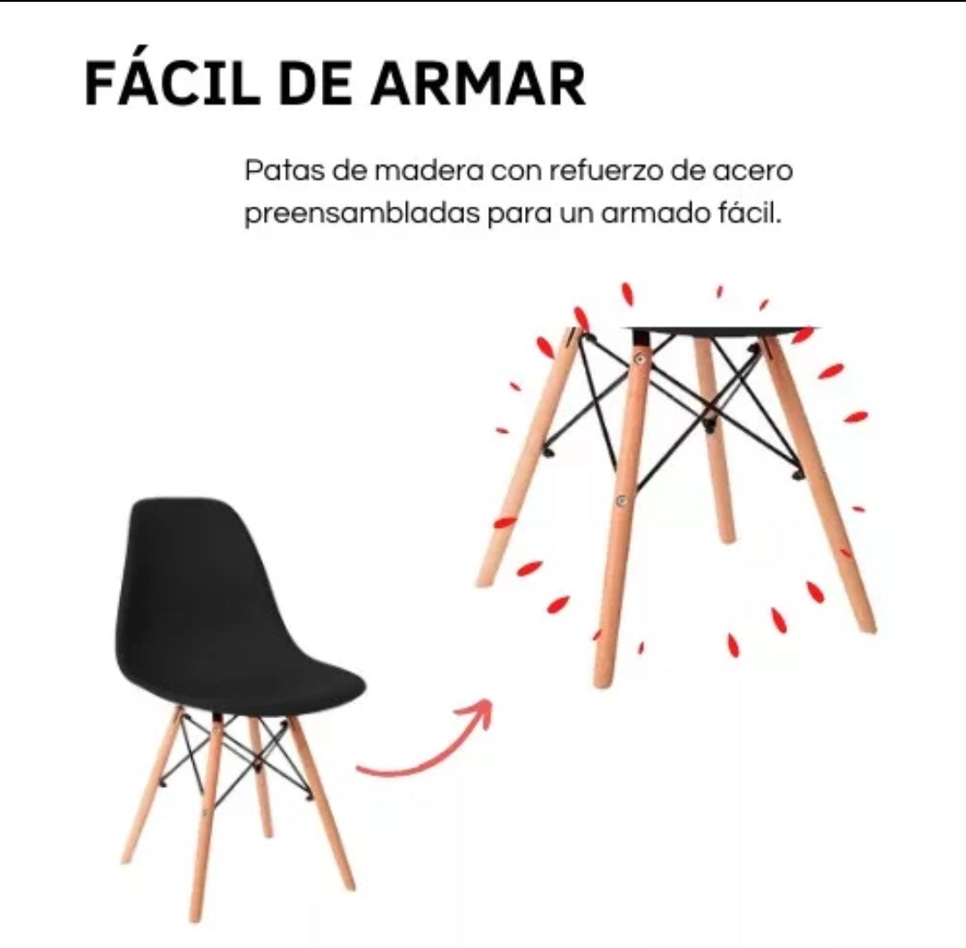 Juego de 4 sillas Eames minimalistas variedad de colores