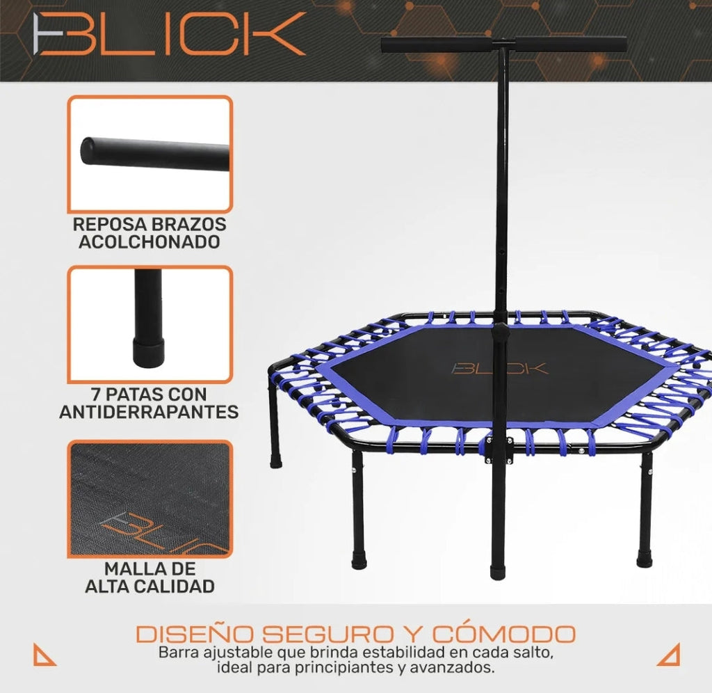 Trampolín Hexagonal Con Barra Soporta 100 Kg