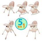 Silla Alta Periquera Mecedora Con Llantas 5 En 1 Ajustable Plegable Asiento Piel